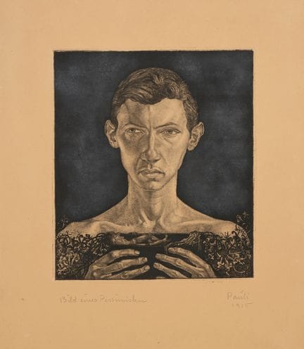 弗里茨·保利 1891–1968  
《一个悲观主义者的画像》，1915年 
蚀刻版画 
右下角签名