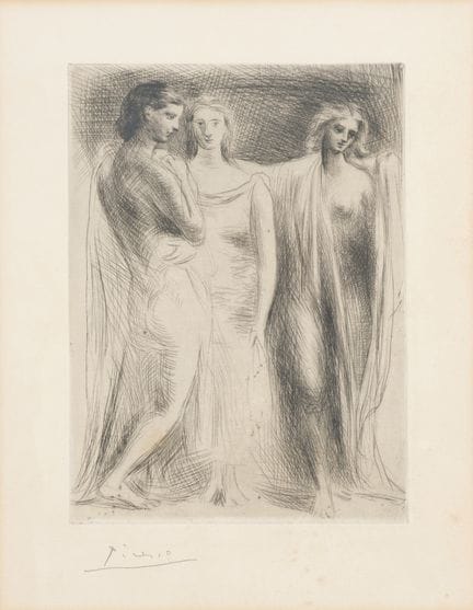 巴勃罗·毕加索 1881–1973  
《三位女性》，1922年 
蚀刻版画 
左下角签名“Pica