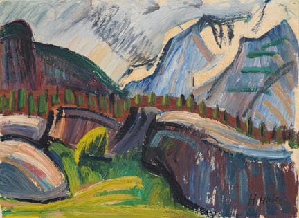 Hermann Huber, 1888-1967  
Paisaje de montaña 
Óle
