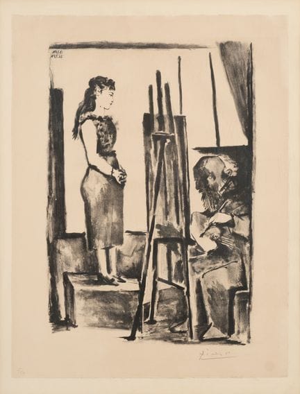 巴勃罗·毕加索 1881–1973  
《着装的姿态》，1954 
石版画 
右下角签名：Picas