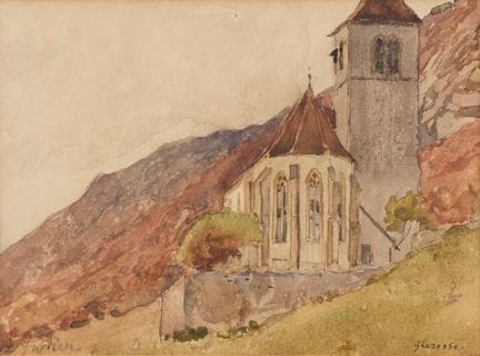Albert Anker 1831–1910  
Kirche von Ligerz 
Aquare