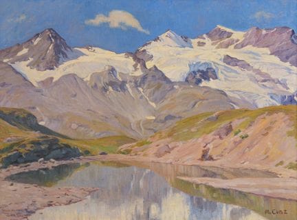 Martha Cunz 1876–1961  
Bergsee mit Cambrenagruppe