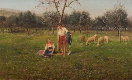 Pasquale Celommi 1851-1928  
Hirtenpaar 
Öl auf Le