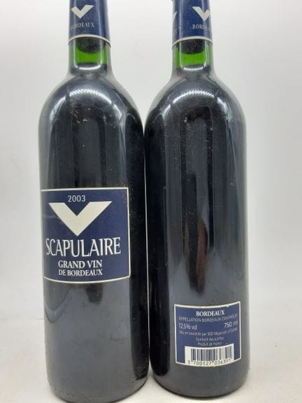 2003 SCAPULAIRE, grand vin de Bordeaux, 2 Blles
Vo