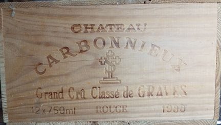 1988年 Ch CARBONNIEUX，格拉夫12瓶
请查看照片了解酒瓶状况