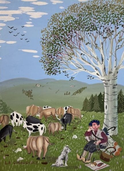 玛德莱娜·德·拉·吉罗迪耶（1922 - 2018）
《公牛》， 
水粉画， 
左下角签名，背面标有