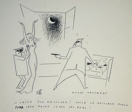Sur le thème du HOLD-UP. Neuf dessins à l'encre no