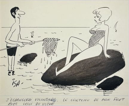 Sur le thème de LA PLAGE. Neuf dessins à l'encre n