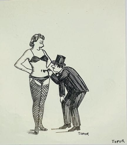 TOPOR Roland.
Sans légende (Femme à clé).
Dessin l