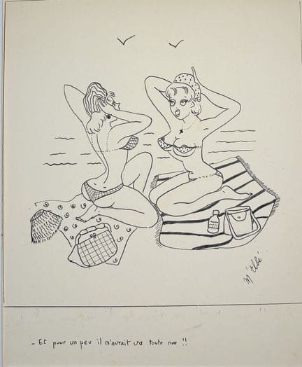 Sur le thème de la PIN-UP. Huit dessins à l'encre 