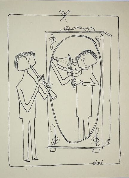 SINÉ Maurice.
Sans légende. (Le miroir)
Dessin à l