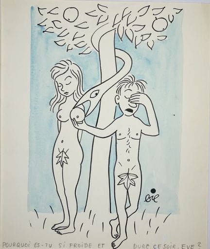 Sur le thème d'ADAM et EVE. Sept dessins à l'encre