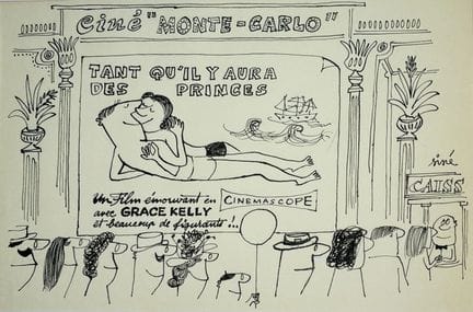 SINÉ Maurice.
« Ciné MONTE-CARLO ».
Dessin à l'enc