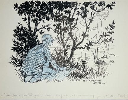 Sur le thème des VOYEURS. Neuf dessins à l'encre n