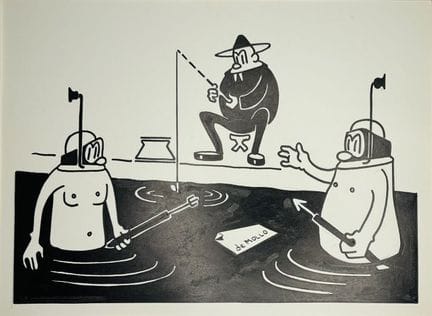 Sur le thème LE SPORT. Huit dessins à l'encre noir