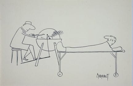 Sur le thème de l'HOPITAL. Sept dessins à l'encre 