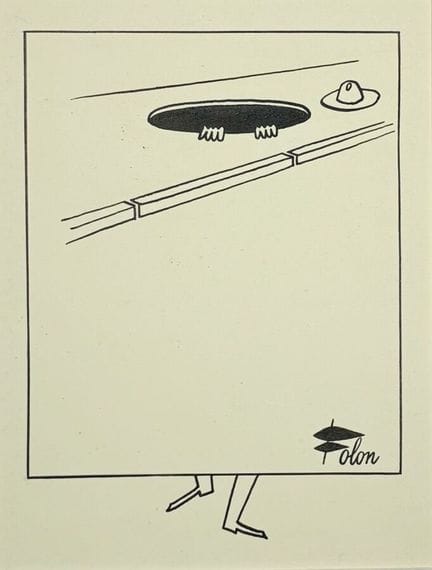 FOLON Jean-Michel. 
Sans légende.
Dessin à l'encre