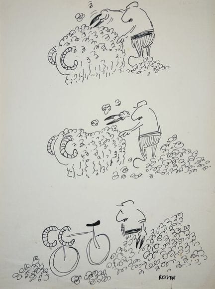 REISER Jean-Marc.
Sans légende. (La tonte du mouto