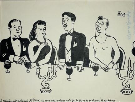 Sur le thème du NUDISME. Huit dessins à l'encre no