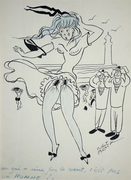 Sur le thème des VOYEURS. Neuf dessins à l'encre n