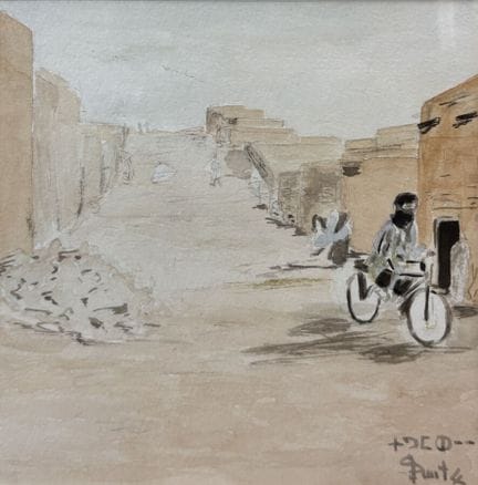 ESCUELA DEL SIGLO XX
Ciclista, 
Acuarela sobre pap