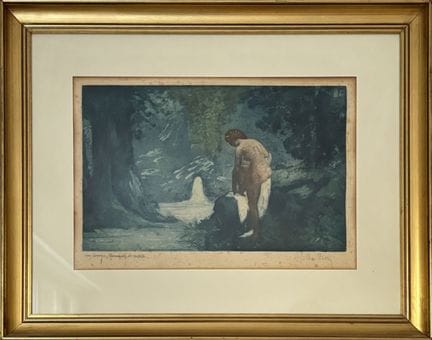 P. MARCHETTI
Woman Bathing,
Color etching, 
Signed
