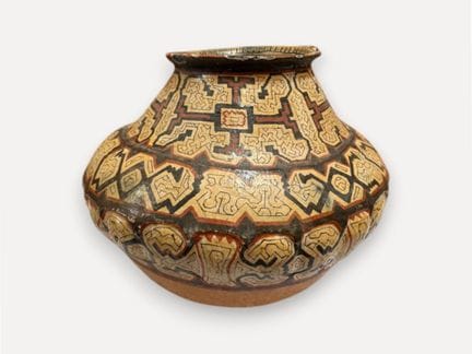 Grand vase à col incurvé en terre cuite vernissée 