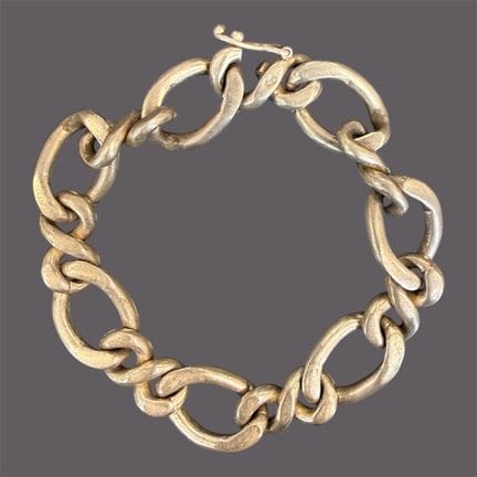 Pulsera de plata 800°/°, eslabones planos alargado