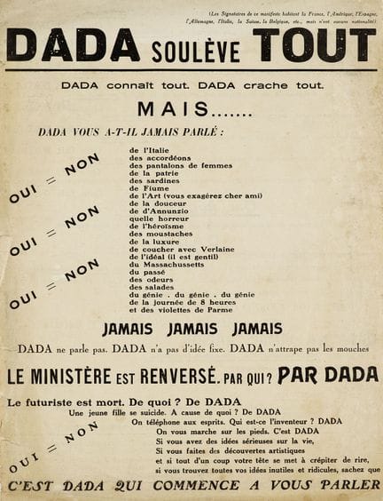 Tzara, Tristan

DADA SOULÈVE TOUT. DADA connaît to