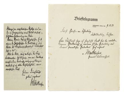 Mackensen, August von

Brieftelegramm mit eigenhän
