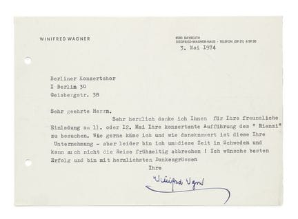 Wagner, Winifred

Maschinenschriftlicher Brief mit