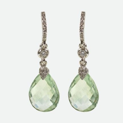 ORECCHINI CON PRASIOLITE E BRILLANTI:
Splendidi or