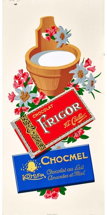 PANNEAU ÉMAILLÉ : « Chocolat Frigor », Suisse, ver