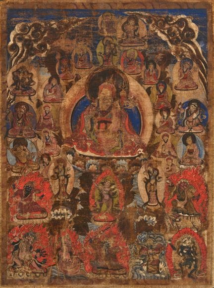 THANGKA : Tibet, XIXe siècle,
Padmasambhava au cen