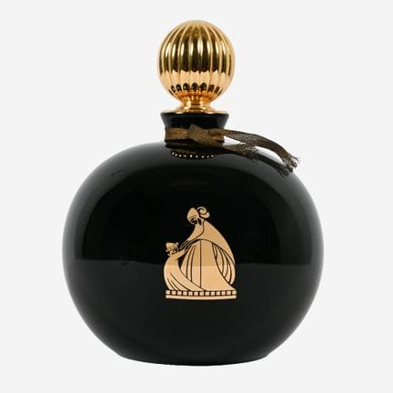LANVIN：香水瓶，1980-1990年，
“Arpège”复刻版。球形瓶身，配有带凹槽纹饰的镀金