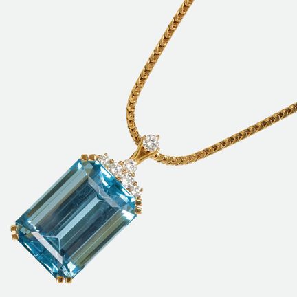 PENDENTIF AQUAMARINE BRILLANT SUR CHAÎNE : Paix, T