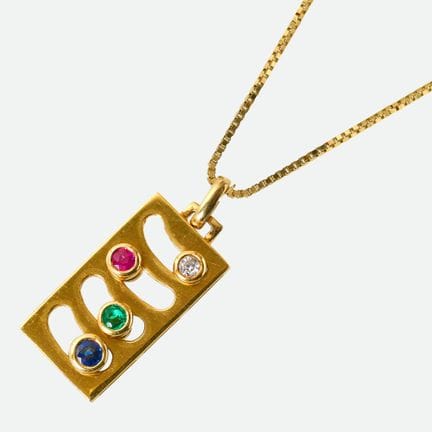 PENDENTIF EN PIERRES PRÉCIEUSES AVEC CHAÎNE :
Desi