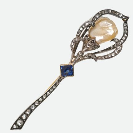 PERLEN-SAPHIR-DIAMANT-BROSCHE :
Hinreissende, anti