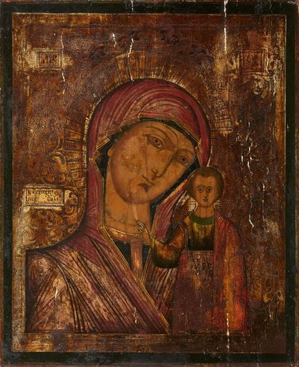 RUSSIE, XIXe SIÈCLE : Notre-Dame de Kazan
Tempera 
