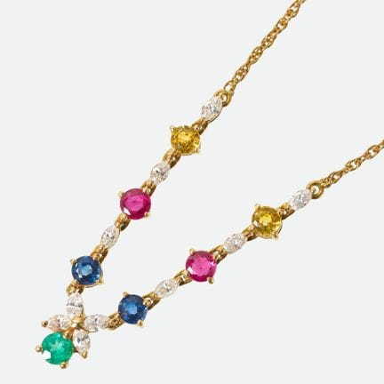 COLLIER DE PIERRES PRÉCIEUSES :
Composition coloré