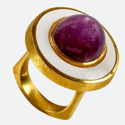ANELLO CON RUBINO A STELLA: Othmar Zschaler, Berna
