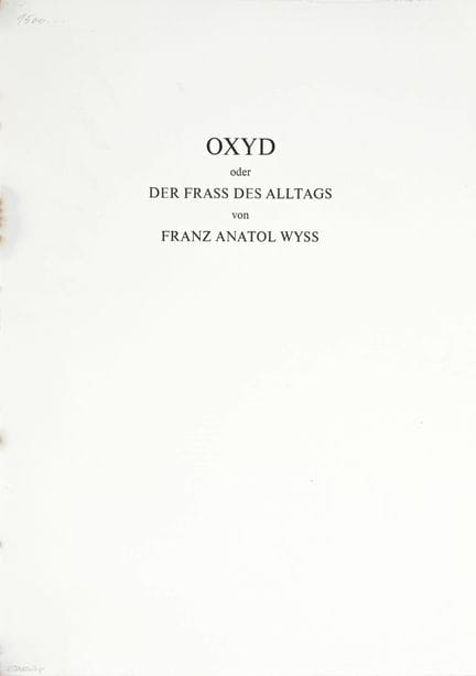 WYSS, FRANZ ANATOL (Fulenbach 1940): "Oxyd,"
priva