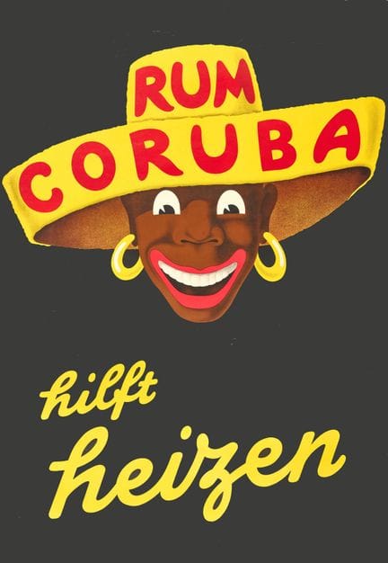 ANONYM : "Rum Coruba hilft heizen"
Farblithografie