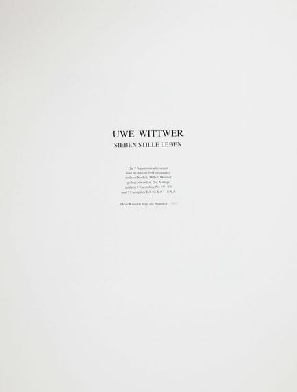 WITTWER, UWE (Zürich 1954) : "Sieben stille Leben"