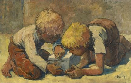 SCHENK, KARL (1905 Berna 1973): Due ragazzini curi
