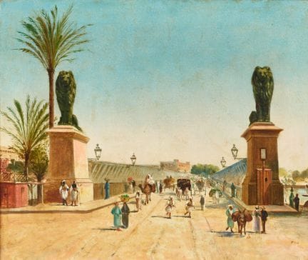 VALLI, AUGUSTO (1867 Modena 1945): Vista del ponte
