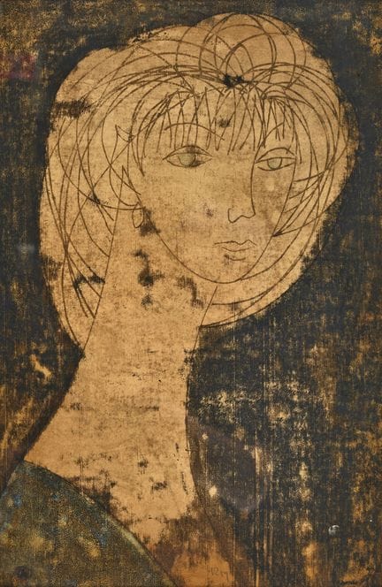 FRANCE, XXe SIÈCLE : Tête de femme
Fusain
monogram