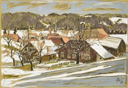BAUMANN, FRED (Bienne, 1947) : Village en hiver
Te
