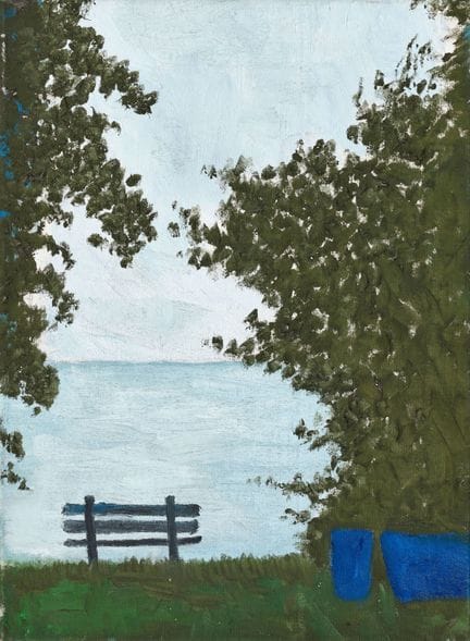 HALL, DIETER (Zurich, 1955): Bench by the Lake
Oil