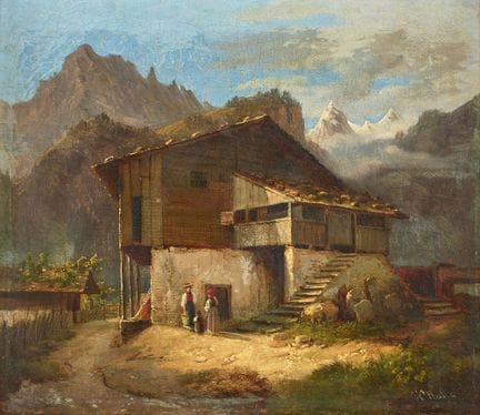 SWITZERLAND, 19TH CENTURY: Farmhouse in the High A